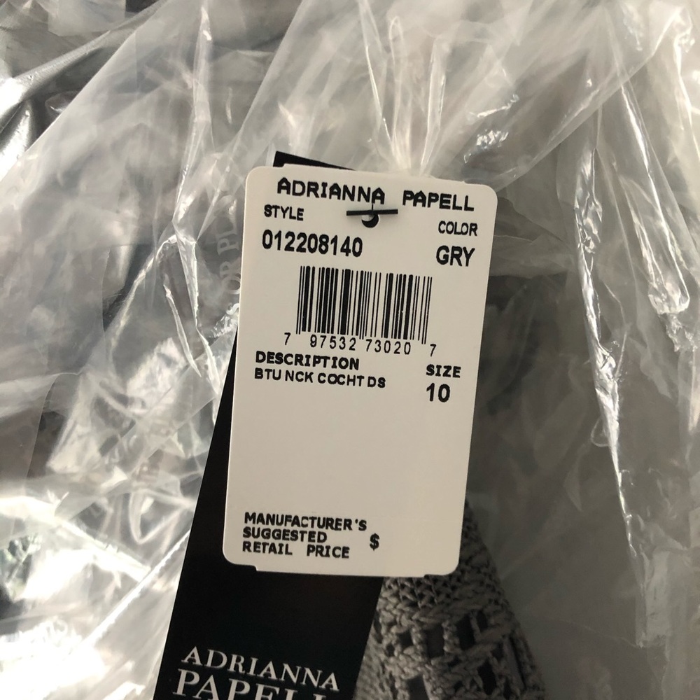 Adrianna papell grey lace dress size 12 nwot - Picture 6 of 7